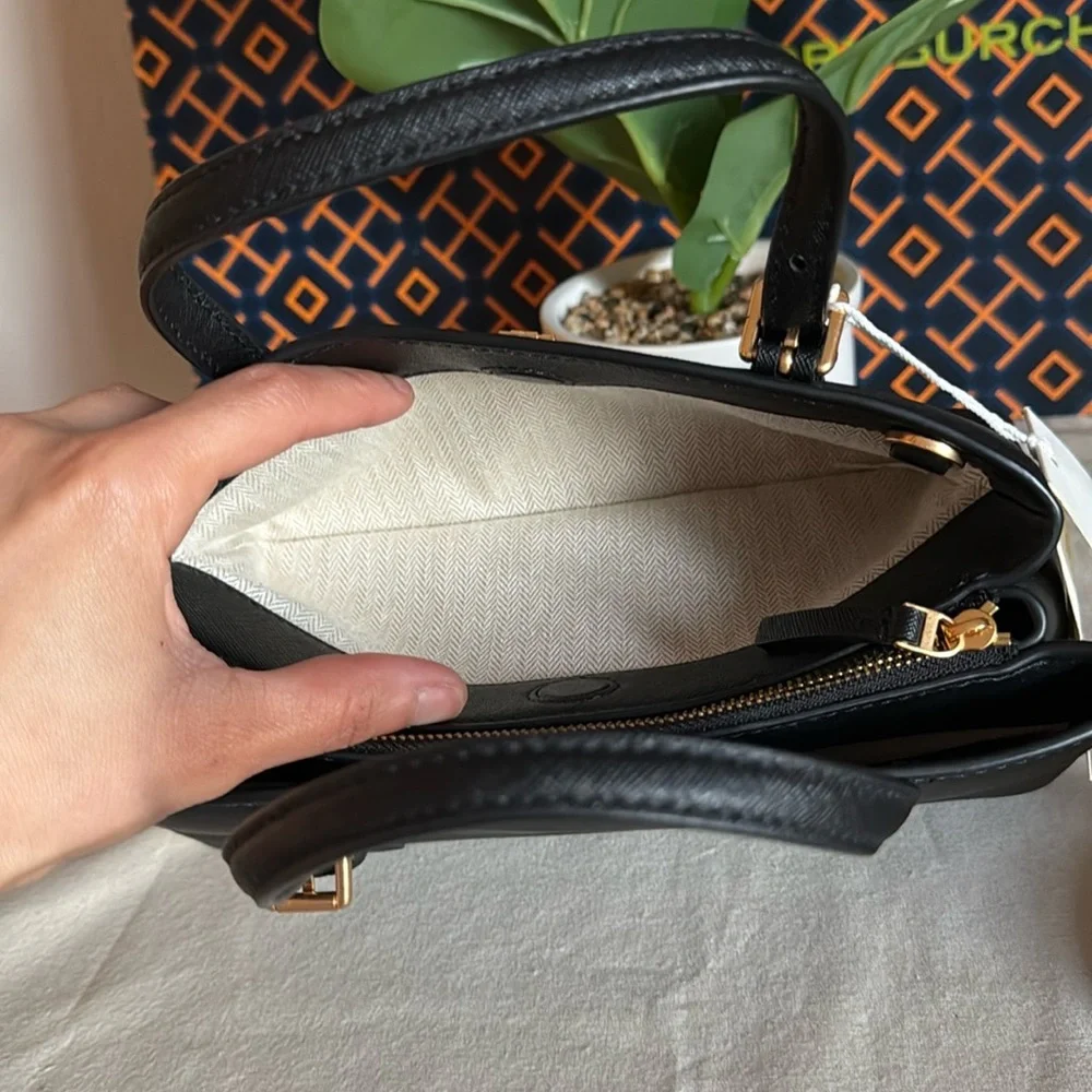 NWT authentic tory burch black tote bag , crossbody & matching wallet - Picture 6 of 14